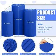 Cylinder Covers Set Of 3 Spandex Cylinder Pedestal Stand Covers Red Cylinder Cover Round Pedestal Cylinder Covers Multicolor Pedestal Cover For Wedding Party Ceremony DecorationKF - 藍色 - 查看 3