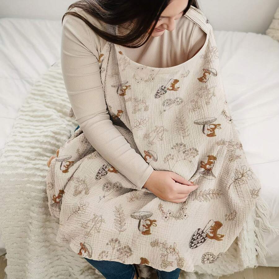 1pc Nursing Cover Scarf, Breathable Breastfeeding Cover Shawl For Outdoor Feeding - Squirrel - View 1