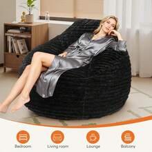 Sweetcrispy Bean Bag Chair, 39 Inch Bean Bags For Adults And Kids, Chair With Memory Foam Filled, Bean Bag Couch With Backrest And Armrests, Comfy Sofa For Living Room, Bedroom And Dorm - màu đen - Xem 6