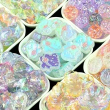 6/10pcs Mixed Acrylic Beads - Bowknot, Heart, Flower, Pentagram Shapes, DIY Bracelet Necklace Keychain Pendant, Jewelry Making Supplies