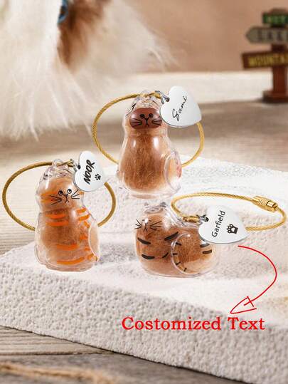 1pc Customization Transparent Cat Hair Storage Box, Personalized Cat & Dog Hair Keepsake Box, Capsule For Pet Collar, DIY Memorial Pendant, Cute Cat-Shaped Sealed Pet Hair Storage Capsules, Essential For Pet Owners, Pet Memorial Keepsake, Sentimental Gift For Pet Lovers