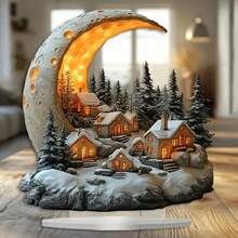 قطعة ديكورية أكريليك قرية القمر البوهيمية - عرض متعدد الوظائف مناسب للمنزل والمكتب، هدية عيد الميلاد المثالية، رائعة لديكور غرفة المعيشة والشرفة والنوم