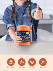 Meoky 300ml/10oz Stainless Steel Vacuum Insulated Food Jar, Suitable For Holding Hot & Cold Food, Can Be Used As Thermal Lunch Box, Wide Mouth Stainless Steel Lunch Box With Spoon, Keeps Food Warm For 10 Hours, Keeps Food Cold For 16 Hours, Leak-Proof Design, Suitable For School, Office, Travel, Kitchen, Also Can Be Used As Christmas Gift - Orange - View 7