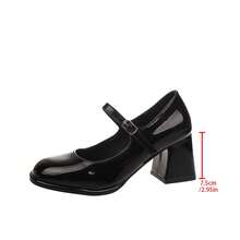Geeyea A Pair Of Women's High Heels, Bright Colors, Suitable For Work Parties And Dates, With Thick Heels, High-End And Simple Design - 黑色 - 查看 4