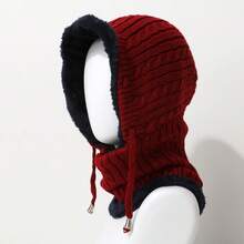 1pc Solid Color Cycling Ear Warmer Hat, Knitted Fleece Lined Thick Beanie Cap, Casual Autumn/Winter