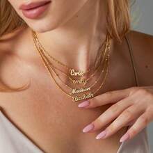 1pc Customized Name Necklace Stainless Steel Personalized Necklace, Letter Choker Necklace Pendant, Ideal Gift Forouples, Friends, Family, Mother's Day, Gold, Silver, Fashion, Autumn, Minimalist, Casual, Vintage Coin Customized, Personalized, Unique Gift Forirlfriend, Mom, Family, Friends, Daughter Fornniversary, Valentine's Day, Mother's Day, Birthday, Graduation, Daily Wear, Wedding, Prom - Gold - View 4