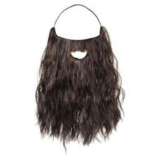 Fake Beard Costume Long Curly Brown Wizard Beard 11.81in Novelty Wizard Costume Men Fake Mustache Soft and Full False Facial Hair for Carnival Themed Party Cosplay Halloween Costume Brown - como en la foto - Ver 2