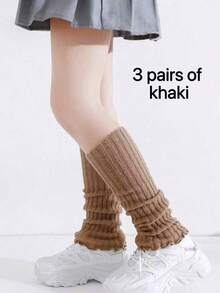 1/5/10 Pairs Girls All-Match Leg Warmer Socks For 4-12 Years, Christmas Girls Socks,New Year Socks,Fashionable And Comfortable, Suitable For Jk Styles, For Autumn/Winter Daily Wear, Candy Colors, Black&White, For A Gift