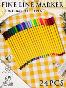 24 قلم رصاص رسم خطوط دقيقة جديد، أقلام تلوين ملونة مناسبة للمدرسة والمكتب وكتب التلوين للكبار والمذكرات والرسم والفن الجرافيتي، أطراف دقيقة للكتابة في المذكرات وتدوين الملاحظات والمكتب والمجلات والكتابة والمستلزمات المكتبية الفنية، موسم العودة إلى المدرسة.