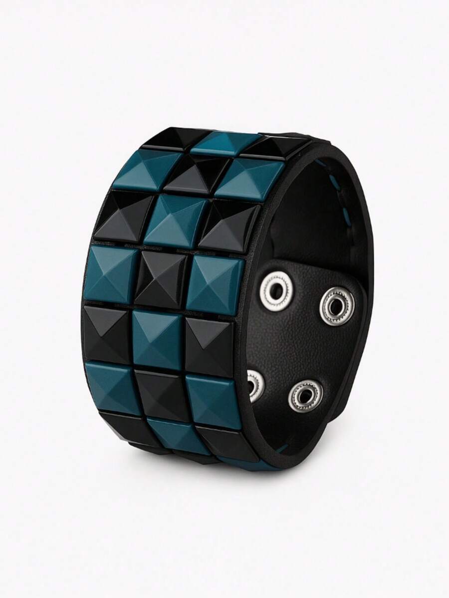 Spike Scene Bracelet Blue With Black Pop Punk - Yellow - View 1