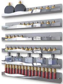 Spiegelgold Acryl Nagellack Regal, 38 cm wandmontiertes Regal Nagellack Regal, Aufbewahrungsregal für Sonnenbrillen, ätherische Öle