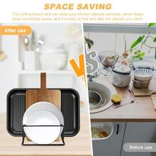 1 Pc Cutting Board Storage Box, Cutting Board Holder, Cutting Board Rack, Cutting Board Storage Rack, Cabinet Baking Tool Storage Box, Kitchen Accessories, Kitchen Storage