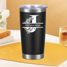 20oz Stainless Steel Personalized Travel Mug With Lid - Customizable With Name And Letter Design For Home, Office, Or On-The-Go - màu đen - Xem 11