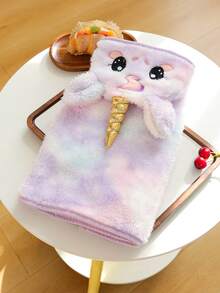 1 szt. Pies Kot Szczęśliwy Szczeniak Mały Pies Teddy Pomeranian Uroczy Swobodny Wygodny Akcesorium Uroczy Ręcznik Kąpielowy z Kreskówką - Fioletowy Kucyk