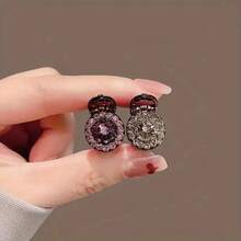 2-Pack Sparkling Rhinestone Mini Hair Clips - Cute And Sweet Round Design For Bangs, Flyaways, And Side Hair - Princess Style Accessories - Nhiều màu - Xem 2