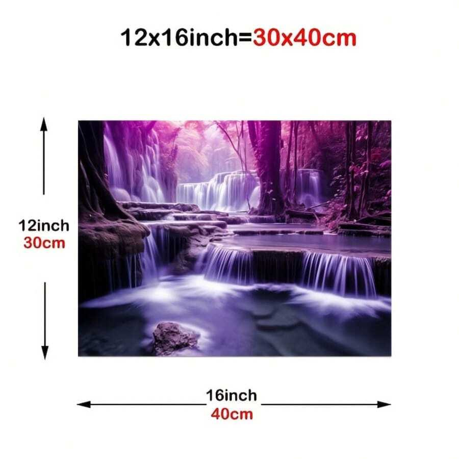 1pc Wooden Framed Canvas Poster - Striking Waterfall Modern Art - Perfect Gift For Bedroom, Living Room, Kitchen & Dorm - Aesthetic Wall Accent, Durable Frame - Adds Cozy Fall Decor To Corridors And Indoor Spaces