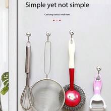 4PCS Multi - Functional Rotatable Magnetic Hooks With Strong Magnetic Force And Practical Style For Home Kitchen, Bathroom And Office Wall Hanging And Organizing Function