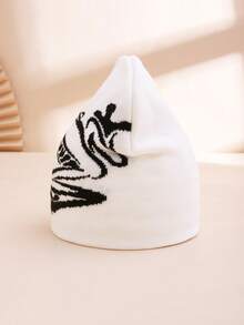 1pc Men's Dual-Tone Jacquard Frog Pattern Knit Beanie Hat, Warm & Fashionable For Casual, Commute, Couple Outings In Autumn Winter Clothing - Jacquard Frog - View 6