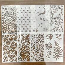 8 Stücke strukturierte Sprühschablonen mit Aussparungen, geeignet für DIY Wanddekoration, Türrahmen dekorative Malvorlagen, Wand- und Möbelbemalung, wiederverwendbare dekorative Malkunstutensilien