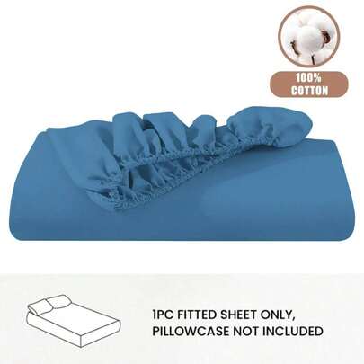 1pc Fitted Sheet, Solid Color Minimalist Design, Multiple Colors Available, Mattress Protector Cover, Breathable & Comfortable, Skin-Friendly Fitted Sheet (Pillow Case Not Included), Suitable For Dorm, Bedroom, Hotel, Bedding