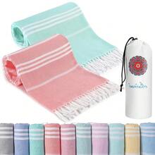 2 Packs Turkish Beach Towels Vacation Essentials Quick Dry Sand Free Oversized Bath Pool Swim Towel Extra Large XL Big Blanket Adult Travel Cruise Accessories Must Haves  Stuff - 薄型套裝CoralAqua272x36英寸 - 查看 1