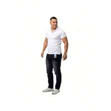 Men's Black Denim Jeans, Worn And Worn, Slim C, Lycra, Elastane, Casual, Stylish, Comfort, Ideal Gift For Fathers, Man - 1 Puido đen - Xem 4