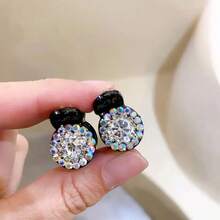 2-Pack Sparkling Rhinestone Mini Hair Clips - Cute And Sweet Round Design For Bangs, Flyaways, And Side Hair - Princess Style Accessories - Nhiều màu - Xem 9