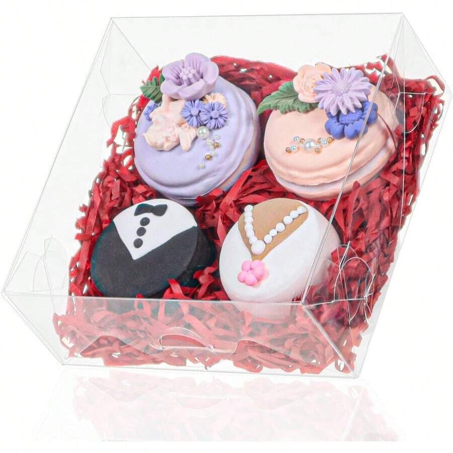 50PCS 3X3X1 Inch Boxes Cookies, Soap, Chocolate Truffles, Donuts, Macarons, Chocolate - Covered Cherries, Bakery Items, Brownies - 50 + 5x5x2 英寸 - 查看 1
