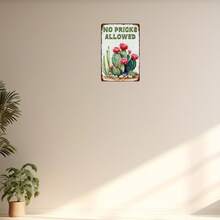 8x12 Inch Vintage "No Trespassing" Metal Sign, Funny Wall Decor For Home, Cafe, Office, Shop, Cactus Kitchen