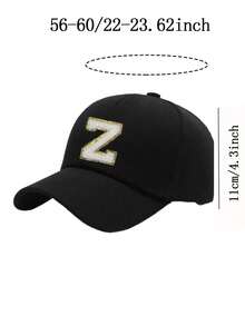 1pc Unisex 26 Alphabet Letter Baseball Cap, Adjustable Casual Breathable Sunscreen Cap, Suitable For Outdoor Daily Wear