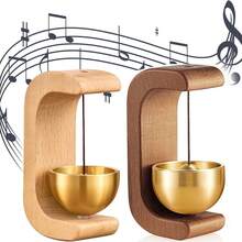 多巴胺门铃磁性门挂木风铃用于冥想卧室入口提醒器，铜铃门禁系统报警器 - 原木色[背膠款] - 查看 1