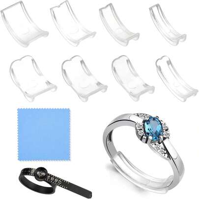 Anpro - Ajustador de Anillos, Paquete de 15 Piezas Ajustador de Tama?o de Anillo, 4 Tama?os Que Se Adaptan A Casi Cualquier Anillo,Conveniente y Versátil