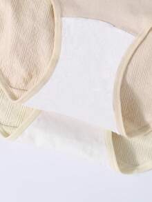 HANQIYA 4 Pairs Women Underwear, Skin-Friendly, Elegant Simple Solid & Striped Design With Extended Crotch