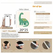 1 gerahmtes/Leinwand Wandkunst, Dinosaurier Tier Thema Dekoration. Badezimmer Wanddekoration. Themen Poster, Schlafzimmer Dekoration, Raumdekoration, Heimdekoration, Ornamente, Winterdekoration für Zuhause, Wanddekoration. Geeignet für Kinderzimmer, Kinderzimmer, Jungen- und Mädchen-Partyräume, Kita-Klassenzimmer Dekoration, wasserfestes Material. Kopfteil Dekorative Tapete, Party Deko Geschenke. Badezimmer Wanddekoration.