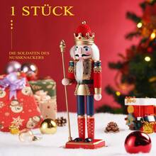 Klassischer Nussknacker König 30CM Handgehaltenes Zepter Weihnachtsdekoration Für Tisch Vitrine Und Wohnzimmer Festliches Geschenk