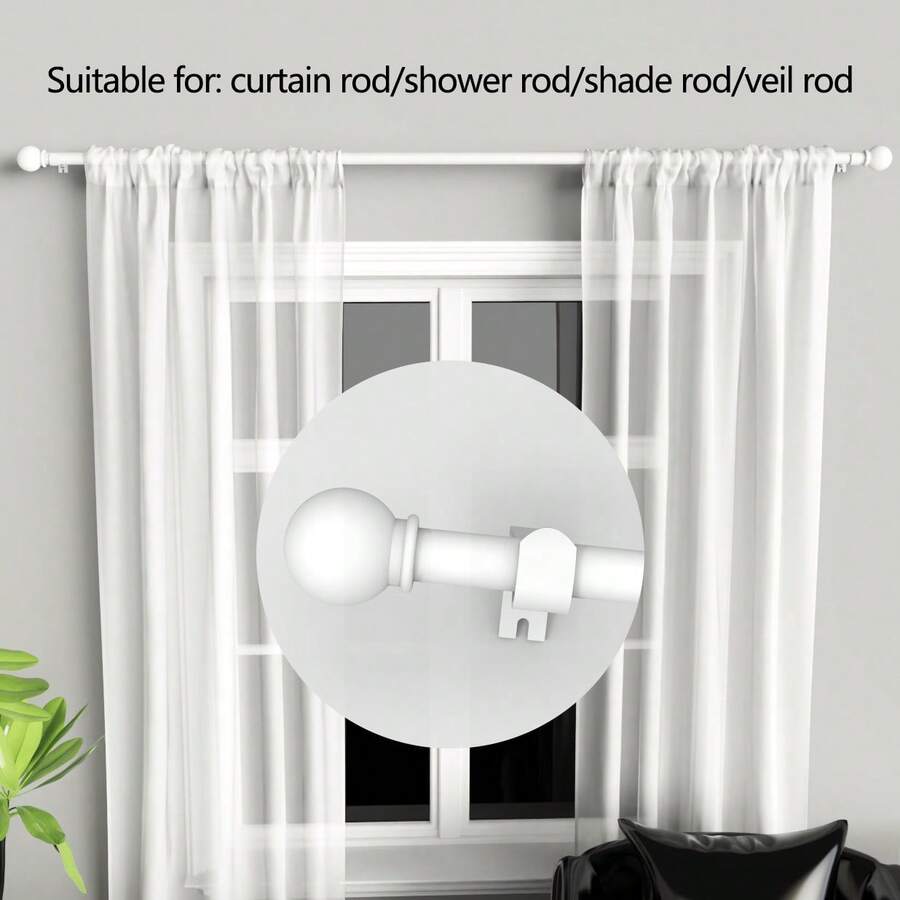 Thanh treo rèm/thanh rèm La Mã bằng sắt ghép nối 0,63", bộ giá đỡ trang trí hình cầu nhỏ cổ điển đa năng, chiều dài 23-87", dễ lắp đặt, chắc chắn và bền bỉ, thích hợp cho: thanh treo rèm/thanh treo rèm tắm/thanh treo rèm che nắng/thanh treo rèm voan, lắp đặt treo tường hoặc treo, lý tưởng cho phòng ngủ, nhà bếp, phòng khách, phòng ăn, văn phòng, ký túc xá hoặc nhà thuê, thiết kế tối giản hiện đại, thanh treo rèm màu trắng nhẹ, đơn giản và thanh lịch!