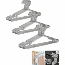 30 Ganchos para Ropa de Acero InoxidablePerchas Slida 42 con Ranura, Metlicas, Ligeras y Duraderas, Ahorro de Espacio para Ropa, Ahorro de EspacioPerchas para el Hogar para Adultos - USAR - Ver 2