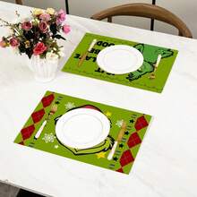GRINCH 4 pièces Sets de table Grinch de Noël, Tapis d'isolation pour cuisine et salle à manger, Sets de table décoratifs en tissu, Dessous de plat résistants à la chaleur, Décoration de fête de Noël