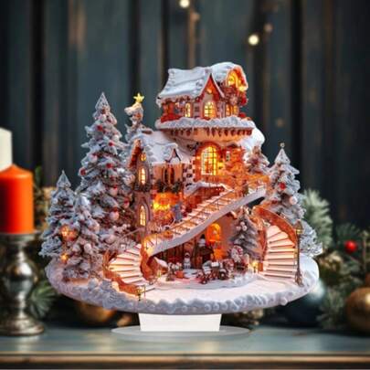 Casa de nieve de acrílico de lujo para decoración - Ideal para el hogar, la oficina y la exhibición en cafeterías