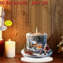 1 قطعة ديكور منظر عيد الميلاد ثلاثي الأبعاد من الأكريليك على شكل كوخ - ديكور طاولة عيد الميلاد مع بابا نويل والمناظر الثلجية، ديكور متعدد الأغراض بموضوع الكوخ للمنزل والمكتب والمقهى - موضوع تمثال، عرض على المكتب