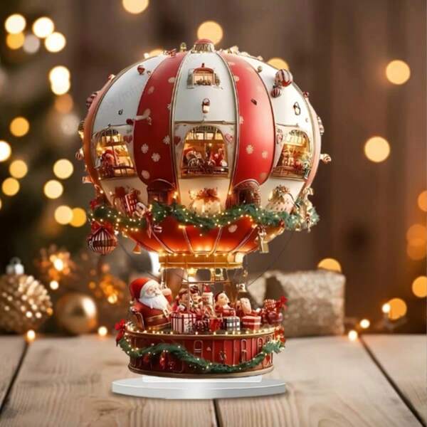 1 peça de balão de ar quente de acrílico estilo boêmio para decoração de mesa, arte boêmia com tema natalino, decoração multiuso para casa e sala de estar, ideia de presente única