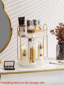 1/2/3-stöckiger drehbarer Make-up Organizer, geeignet für Schminktisch, Parfüm & Hautpflege Aufbewahrung, große Kapazität, Badezimmer Arbeitsplatten Kosmetik Organizer, transparenter drehbarer Hautpflege & Lippenstift Halter, erhältlich in 1/2/3 Ebenen, Weihnachtsdekoration, Make-up Organizer, Parfümhalter (Grün & Transparent & Bernstein) - Verschiedenfarbig - Übersicht 14