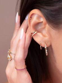 Einzigartige, modische 925er Sterlingsilber Ohrmanchettenohrringe mit doppelter Zirkonia-Lage, stapelbar für den täglichen Tragegebrauch von Frauen