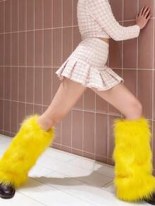 Dambenvärmare med fuzzy päls för vintern - Mjuka, fluffiga stövelmanschetter, varma benskydd för kalla dagar - Multifärgad - Visa 7