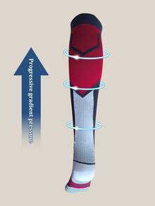 1 par de calcetines de compresión de bloques de color para exteriores, calcetines de esquí, calcetines de compresión elásticos largos, mangas de compresión para tobillos transpirables y protectoras, adecuados para correr, senderismo, ciclismo, baloncesto, tenis y otros deportes