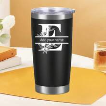 20oz Stainless Steel Personalized Travel Mug With Lid - Customizable With Name And Letter Design For Home, Office, Or On-The-Go - màu đen - Xem 6
