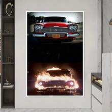 1pc Classic Car & Burning Car Design Posters,Vintage Canvas Wall Arts,For Living Room, Bedroom, Office, Cafe, Bathroom, Dormitory, Dining Room, Bar Wall Decorative,Home Decoration,Garage Decoration,NO Frame