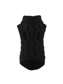 Fashionable Autumn/Winter Pet Dog Sweater, New Solid Color Cable Knit Comfortable Pet Clothing - Black - View 13
