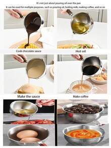 1pc 多用途溅油锅，家庭厨房淋油，牛奶加热专用小锅，便携式迷你油加热锅，多功能溅油锅，家庭晚餐用品，圣诞派对用品 - 彩色 - 查看 5