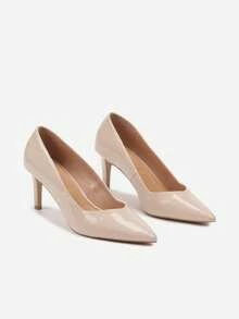 Elegant Pointed Toe Stiletto Heels - Women's Work/Office & Evening/Party Shoes - Beige - View 5